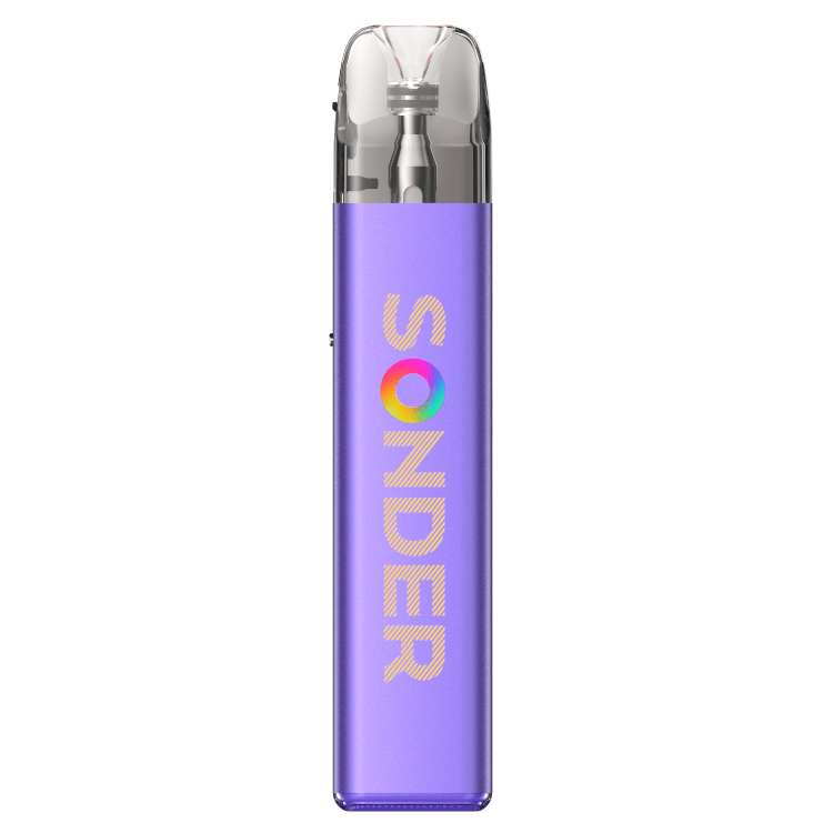 GeekVape Sonder Q2 E-Zigarette in purple color with sleek design and illuminated logo.