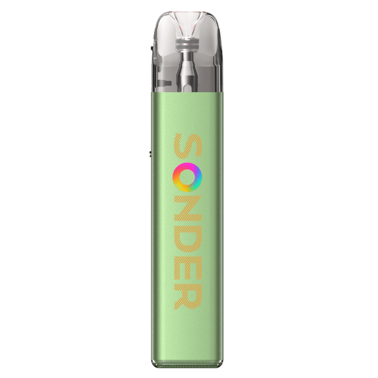 Geekvape Sonder Q2 E-Zigarette in green with vibrant logo, compact design for powerful vaping experience.