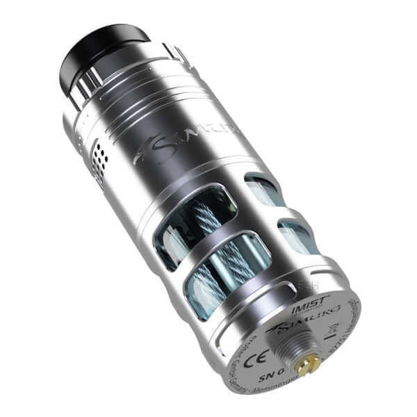 IMIST Simurg V2 RTA Selbstwickler Tank in silber mit präziser Airflow-Kontrolle und innovativem Wickeldeck.