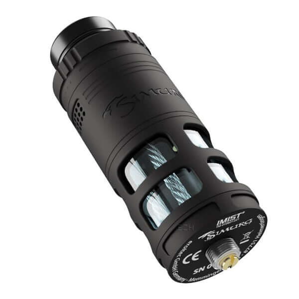 IMIST Simurg V2 RTA Selbstwickler Tank in Schwarz mit präziser Airflow-Kontrolle und innovativem Wickeldeck.