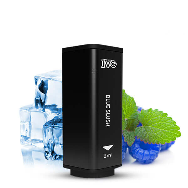 IVG 2400 Prefilled Pod in Blue Slush flavor with ice and mint, designed for an exceptional vaping experience.