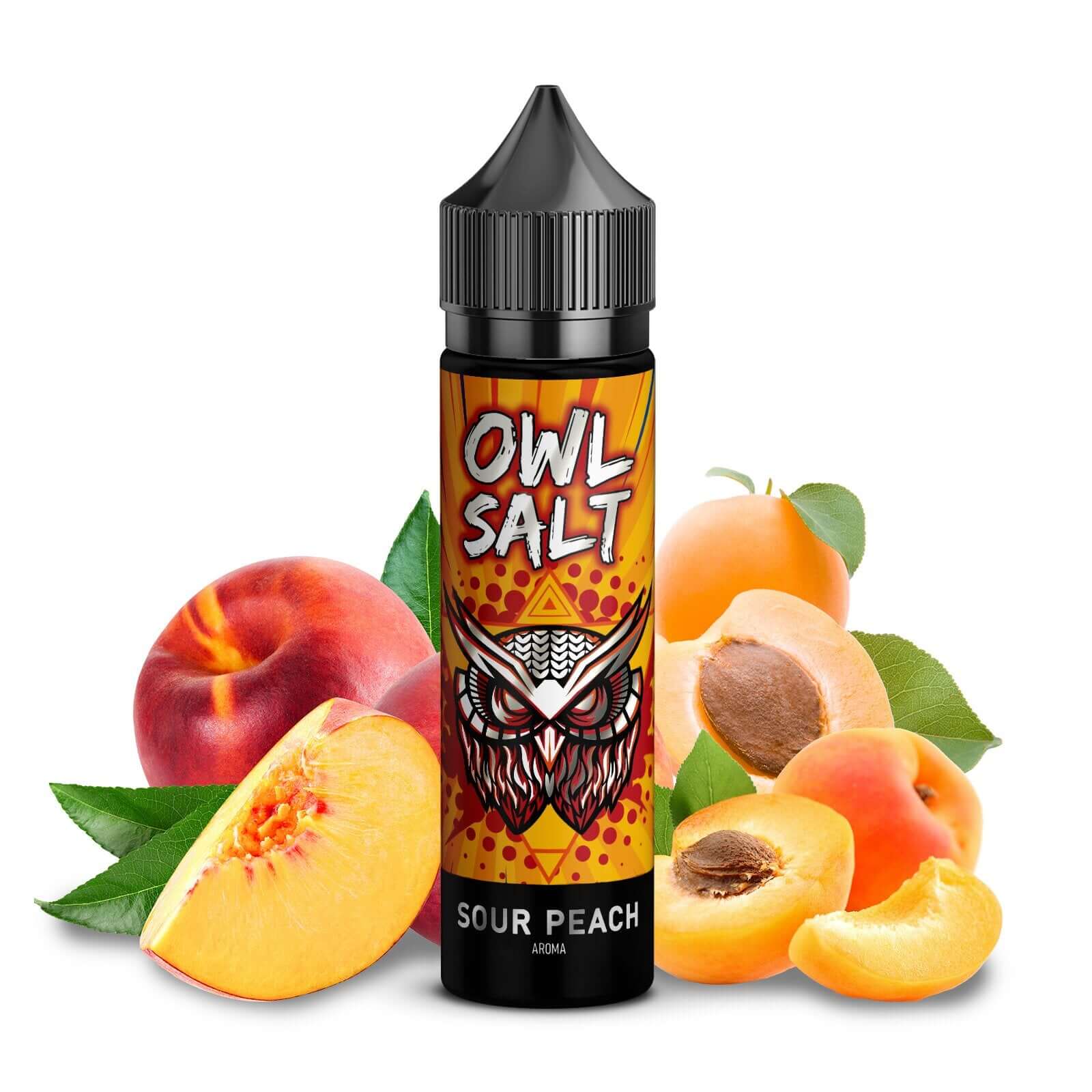 OWL Salt - Sour Peach Longfill Aroma 10 ml – Aroma Flasche Produktfoto