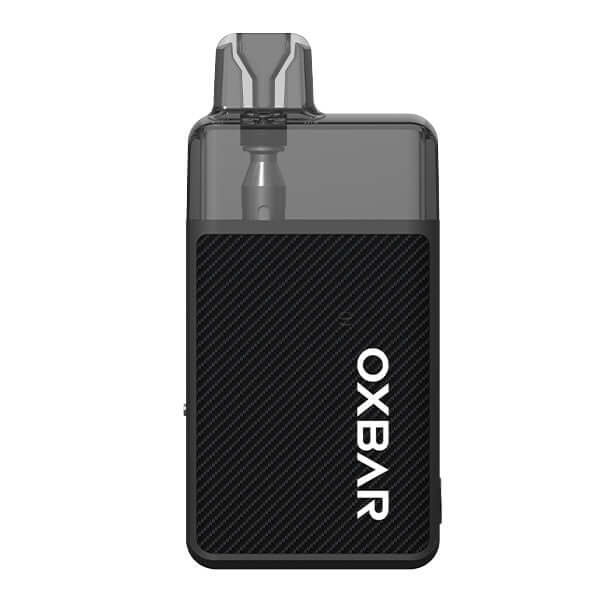OXBAR Oxpod Elite Pod Kit in sleek black design with carbon fiber texture for optimal vaping experience.