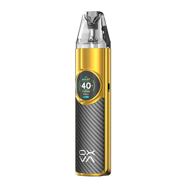 OXVA NeXlim Pod Kit in yellow with digital display, 1500 mAh battery, and sleek design for MTL and RDL vaping.