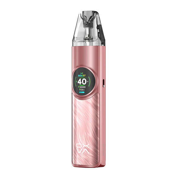 OXVA NeXlim Pod Kit in pink color, compact design with 1500 mAh battery and adjustable 40W power.
