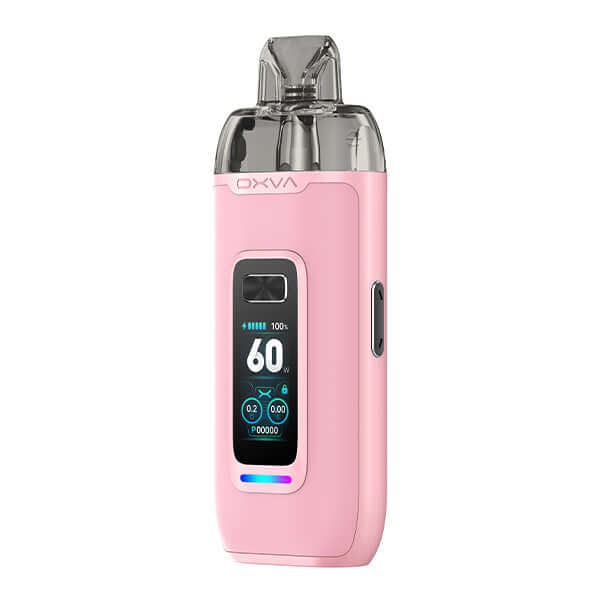 OXVA VPRIME Pod Kit in pink, featuring a 3D color display and 2600 mAh battery for powerful vaping.