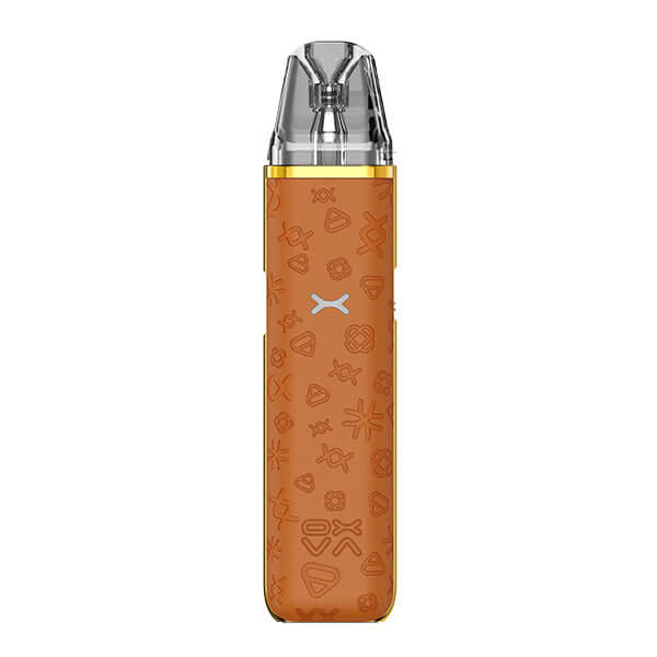 OXVA Xlim Go Pod Kit in orange with intricate design, compact and lightweight for MTL & RDL vaping.