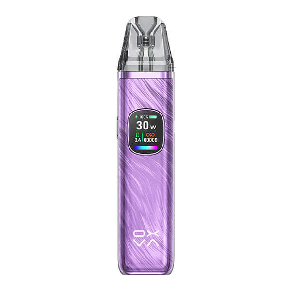Oxva Xlim Pro 2 Pod in purple, sleek design, impressive display, compact vaping device for modern users.