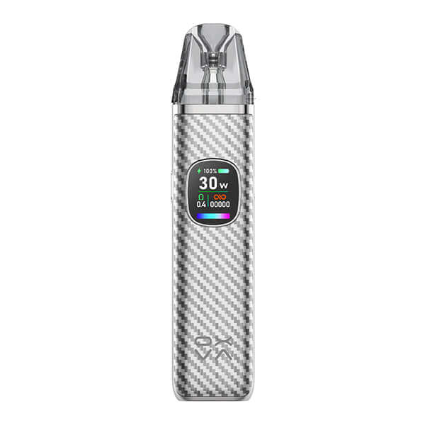 Oxva Xlim Pro 2 Pod Kit in sleek carbon fiber design with colorful display and adjustable wattage features.