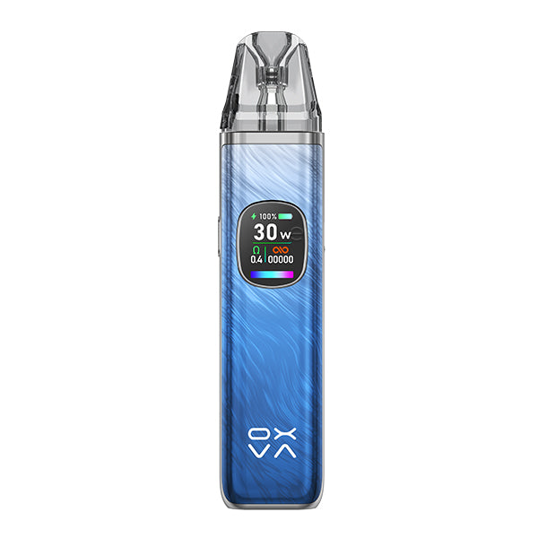 Oxva Xlim Pro 2 Pod Kit in sleek blue design with advanced display and compact dimensions for vaping enthusiasts.