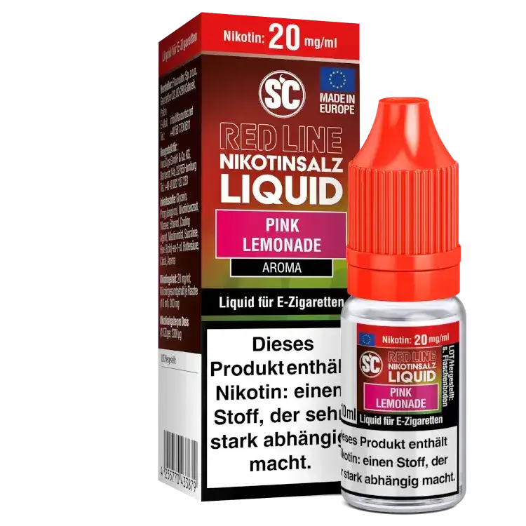 SC Red Line Pink Lemonade Nikotinsalz 10ml, intensives Aroma für E-Zigaretten, 20 mg/ml Nikotin.