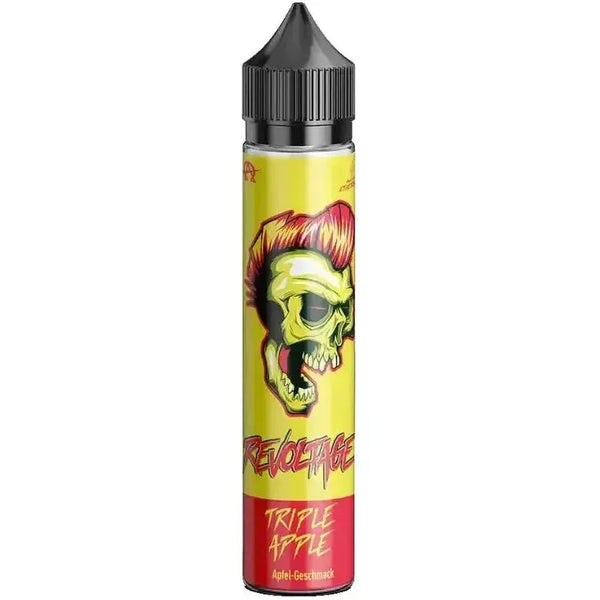 Revoltage Triple Apple aroma bottle featuring a vibrant design with a skull, ideal for fruit enthusiasts.