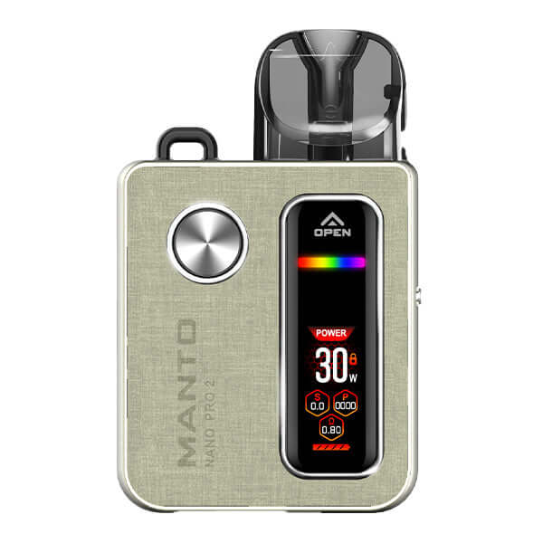 Rincoe Manto Nano Pro 2 Pod Kit in a sleek design with digital display and adjustable power settings for vaping.