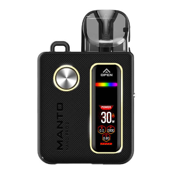 Rincoe Manto Nano Pro 2 Pod Kit, compact pod system with adjustable power and sleek design in black.