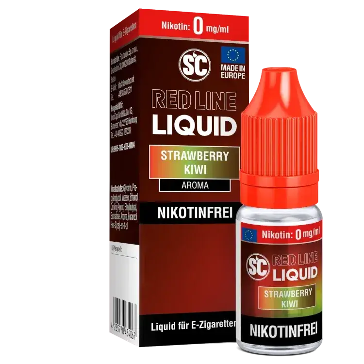 SC Red Line Strawberry Kiwi Nikotinsalz Liquid, nikotinfrei, intensiver Geschmack für E-Zigaretten.