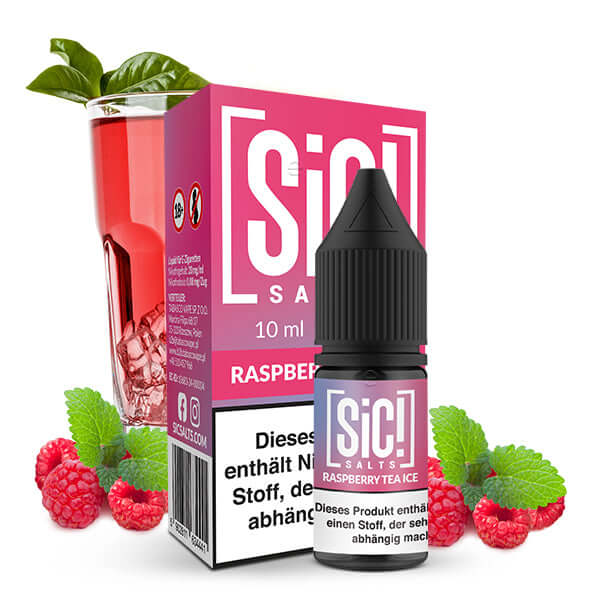 SIC! Raspberry Tea Ice Nikotinsalz Liquid – 10 ml / 20mg – Liquid Flasche Produktfoto