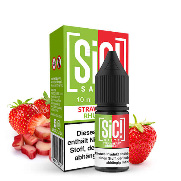 SIC! Strawberry Rhubarb Nikotinsalz Liquid – 10 ml / 20mg – Liquid Flasche Produktfoto