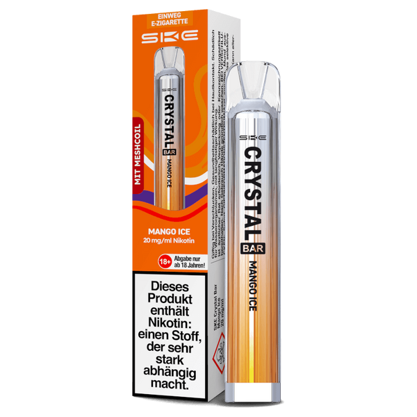 SKE Crystal Bar Einweg E-Zigarette Mango Ice mit 20 mg/ml Nikotin, praktische und sofort einsatzbereite E-Zigarette.