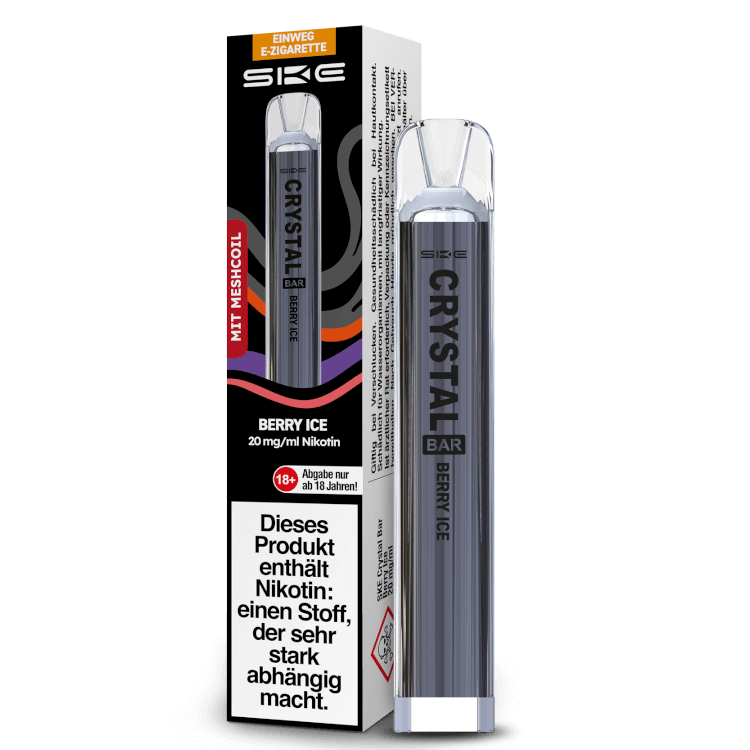 SKE Crystal Bar Einweg E-Zigarette in Berry Ice mit 20 mg/ml Nikotin, sofort einsatzbereit.