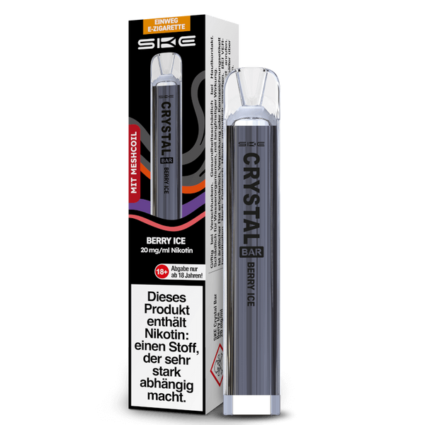 SKE Crystal Bar Einweg E-Zigarette in Berry Ice mit 20 mg/ml Nikotin, sofort einsatzbereit.