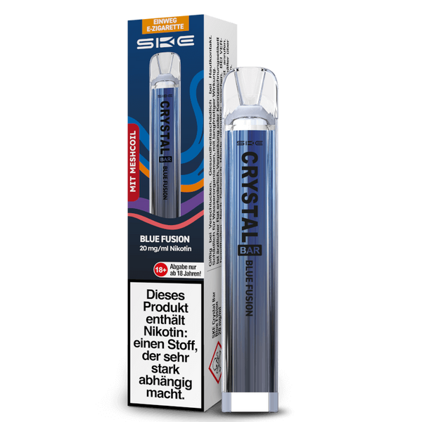 SKE Crystal Bar Einweg-E-Zigarette in Blue Fusion, 20 mg/ml Nikotin, sofort einsatzbereit mit 600 Zügen.