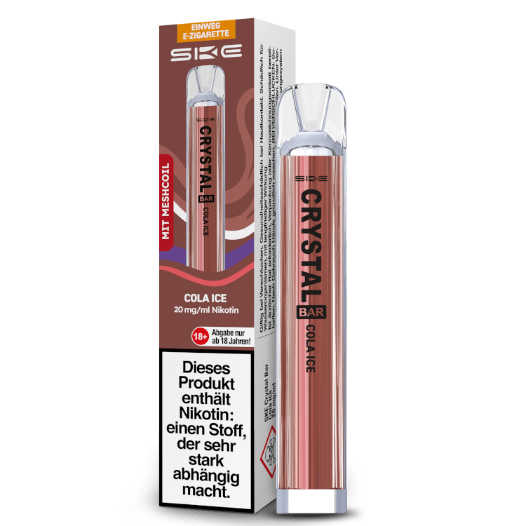 SKE Crystal Bar Einweg E-Zigarette Cola Ice mit 20 mg/ml Nikotin, sofort einsatzbereit und für bis zu 600 Züge.