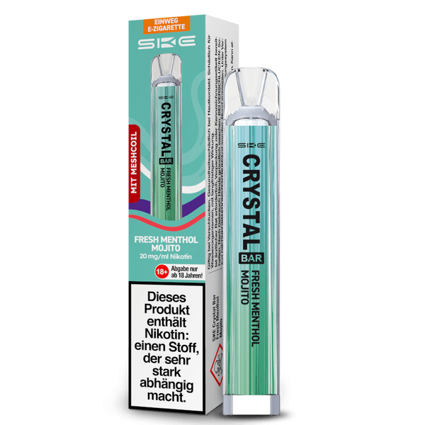 SKE Crystal Bar Einweg E-Zigarette in Fresh Menthol Mojito Geschmacksrichtung, 20 mg/ml Nikotin.