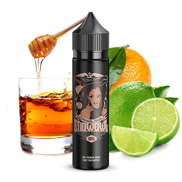 Snowowl Drunken Honey aroma bottle with orange, lime, and honey for vaping. Sweet flavor blend in 10 ml.
