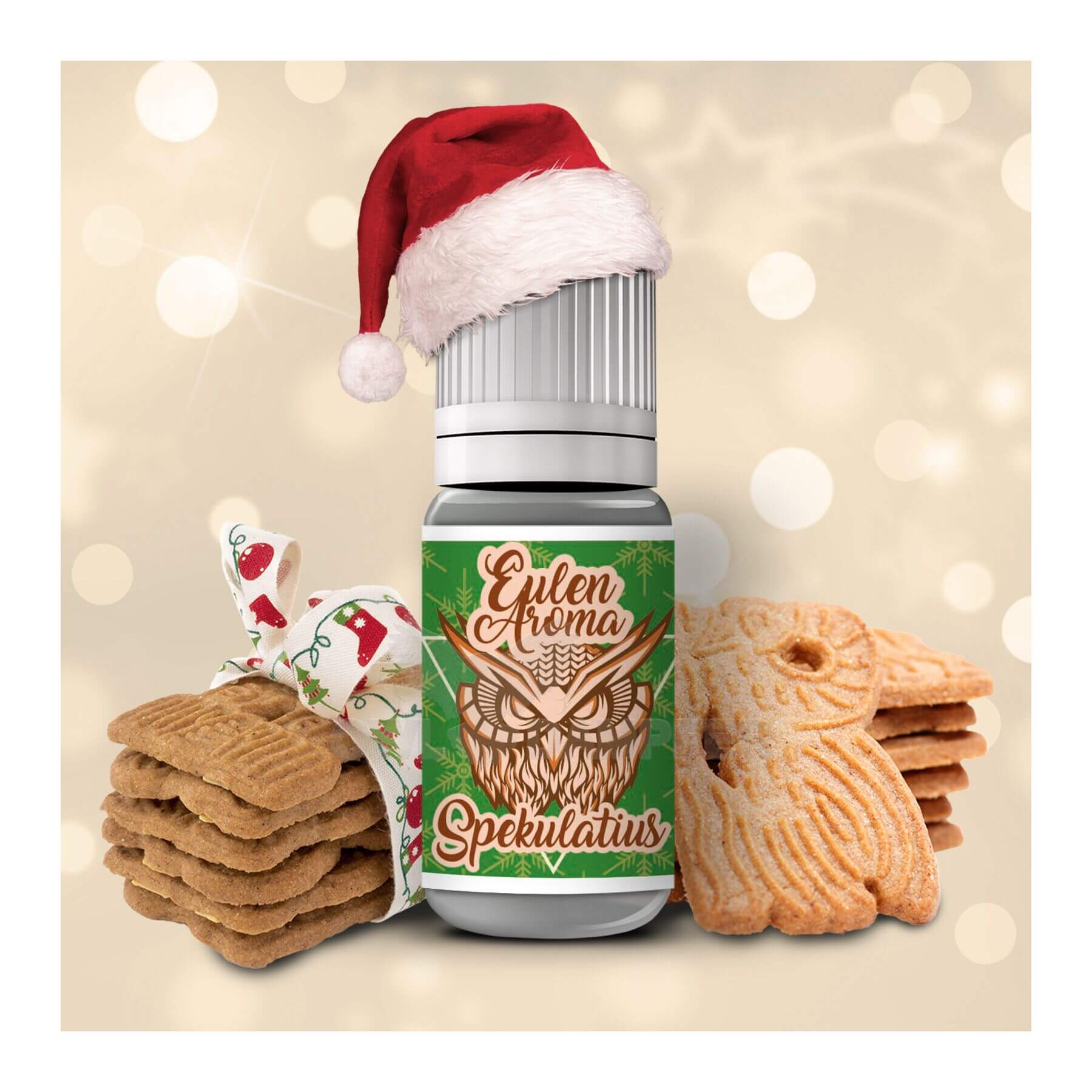 OWL SALT Weihnachtsedition Spekulatius Nikotinsalzliquid in festlicher Verpackung und traditionellen Weihnachtsplätzchen.