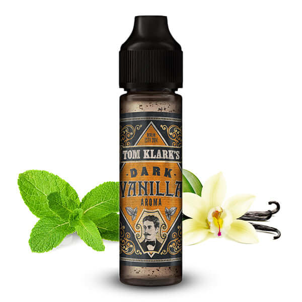 TOM KLARK'S Dark Vanilla Aroma 5 ml bottle with menthol and vanilla flowers