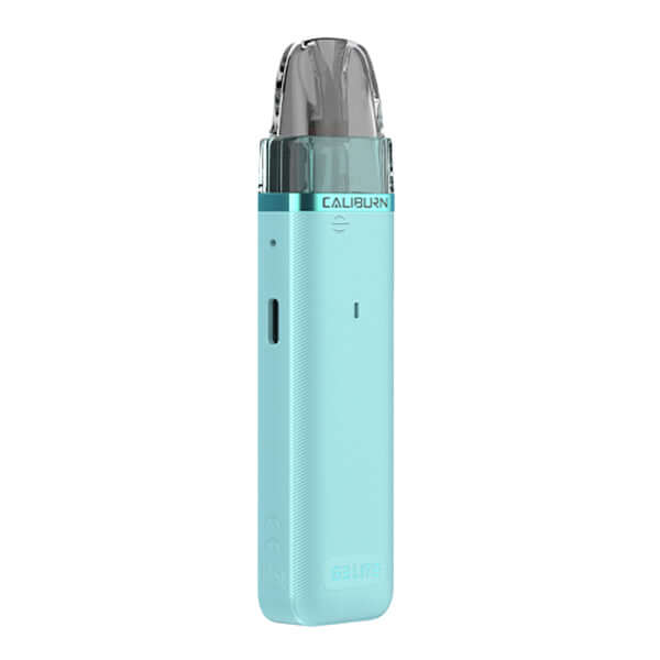 Uwell Caliburn G3 Lite Pod Kit in aqua blue for MTL and RDL vaping with compact design and excellent flavor performance.