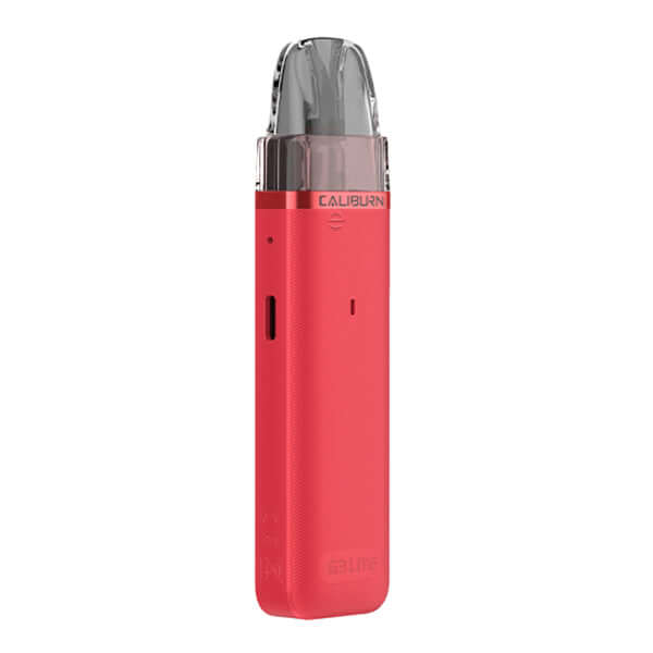 Uwell Caliburn G3 Lite Pod Kit in red with transparent mouthpiece for MTL and RDL vaping.