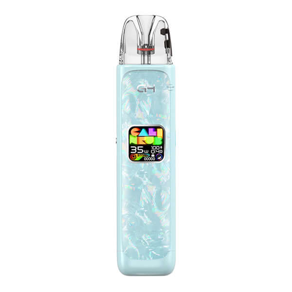 Uwell Caliburn G4 Pod Kit in light blue with 35W display, compact design for MTL and RDL vaping.
