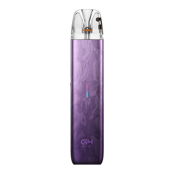 Uwell Caliburn G4 Mini Pod Kit in purple, compact design, ideal for MTL and RDL vaping, featuring 1100mAh battery.