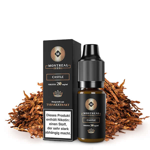 Montreal Original Nikotinsalz-Liquid Castle 20mg in Flasche mit Tabakextrakt für E-Zigaretten.