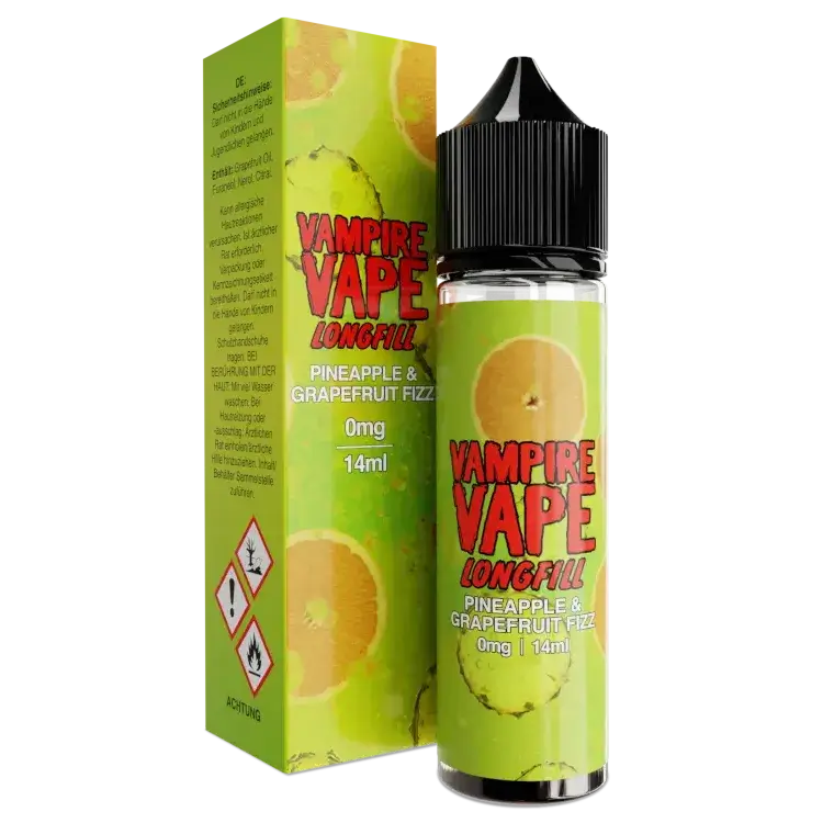 Vampire Vape Pineapple & Grapefruit Fizz Longfill Aroma 14 ml bottle with vibrant packaging.