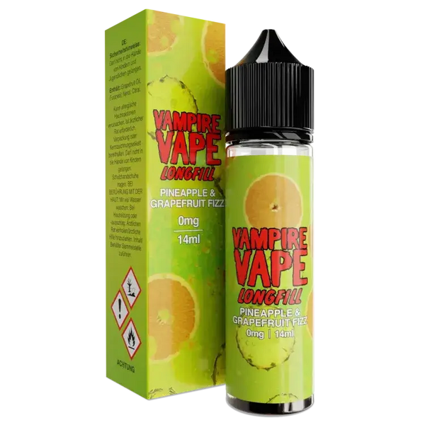Vampire Vape Pineapple & Grapefruit Fizz Longfill Aroma 14 ml bottle with vibrant packaging.