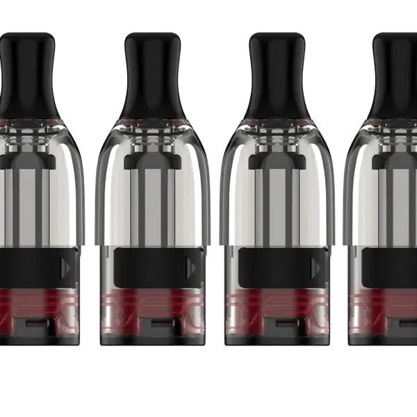 Vaporesso ECO One Mesh Pods in a 4-pack with clear design and black drip tips for MTL vaping.