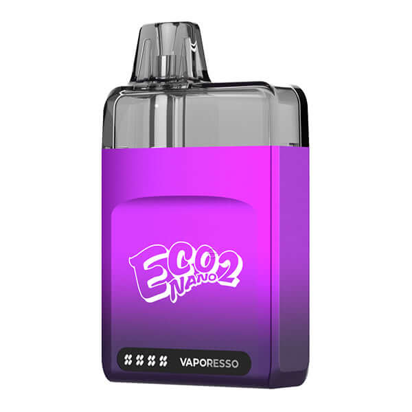 Vaporesso Eco Nano 2 Pod Kit in purple, compact and stylish vape system for maximum vapor enjoyment.