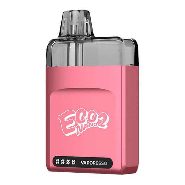 Vaporesso Eco Nano 2 Pod Kit in pink color, compact and lightweight pod system for vaping.