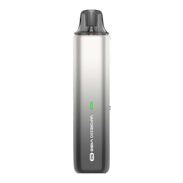 Vaporesso Vibe SE E-Zigaretten Set in silberner Farbe mit LED-Anzeige für flexibles Dampfen.