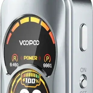 VooPoo Argus A device display showing power level and settings for optimal vaping.