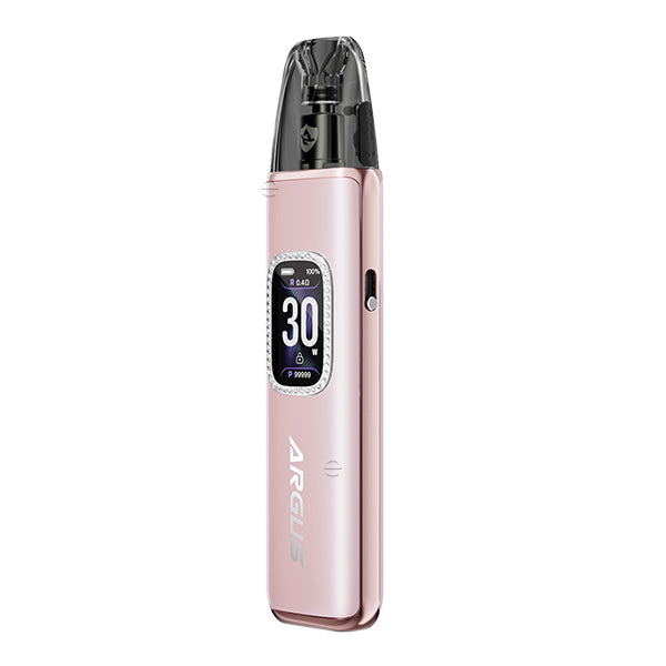 Voopoo Argus G3 Pod Kit in pink, compact vape device with LED display and refillable pod, perfect for MTL and RDL vaping.