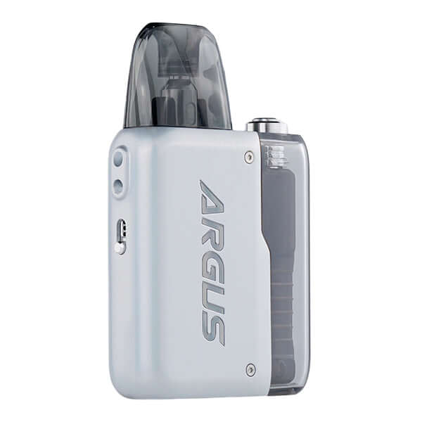 VooPoo Argus P2 Pod Kit in silver, showcasing its compact design and modern features for MTL and RDL vaping.