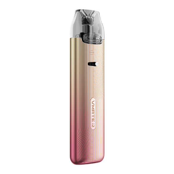 VooPoo VMATE i2 Pod kit in stylish gold and pink design, ideal for MTL and RDL vaping.