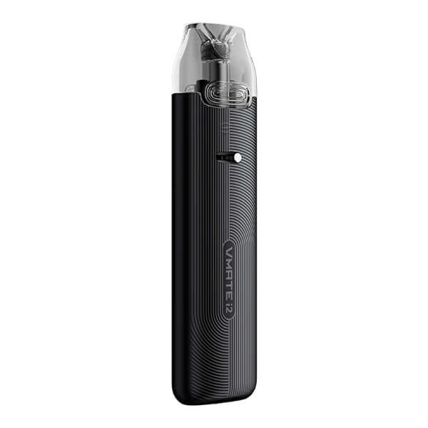 VooPoo VMATE i2 Pod Kit in sleek black design with transparent pod for MTL and RDL vaping.