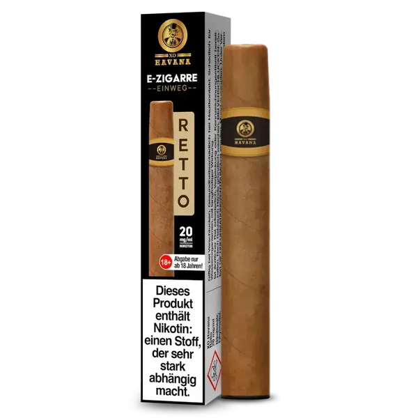 XO HAVANA Einweg E-Zigarette im Zigarren-Design, 400 mAh, 600 Züge, 2 ml Liquid, stilvolle Alternative für Tabakliebhaber.