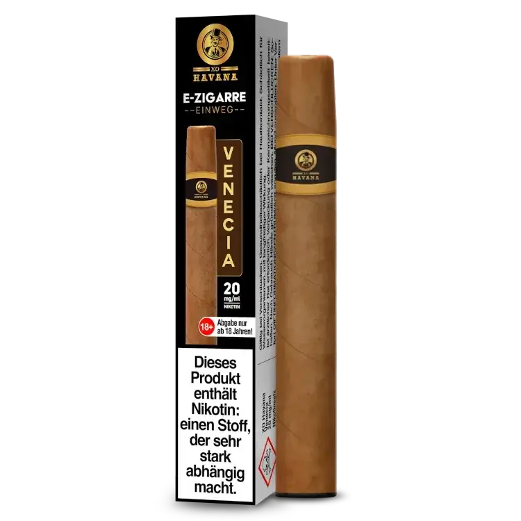 XO HAVANA Einweg E-Zigarette Venecia im Zigarren-Design, Nikotinhaltig, für Erwachsene.
